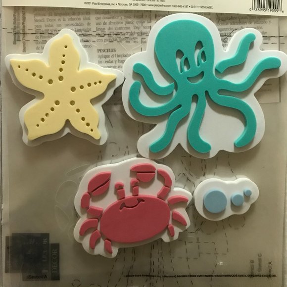 Plaid Kids Decor, 2 Stencils and 4 Stamp Set, sea life - Picture 4 of 7